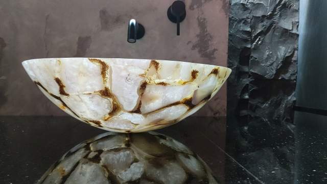 umywalka z Agat Crystal plus złoto