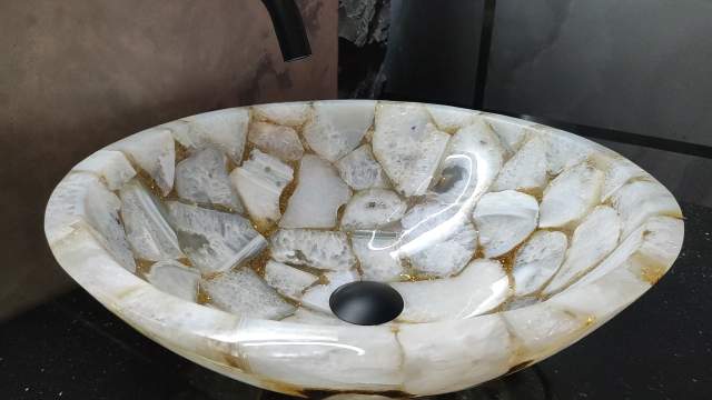 Agat Crystal ze złotem umywalka